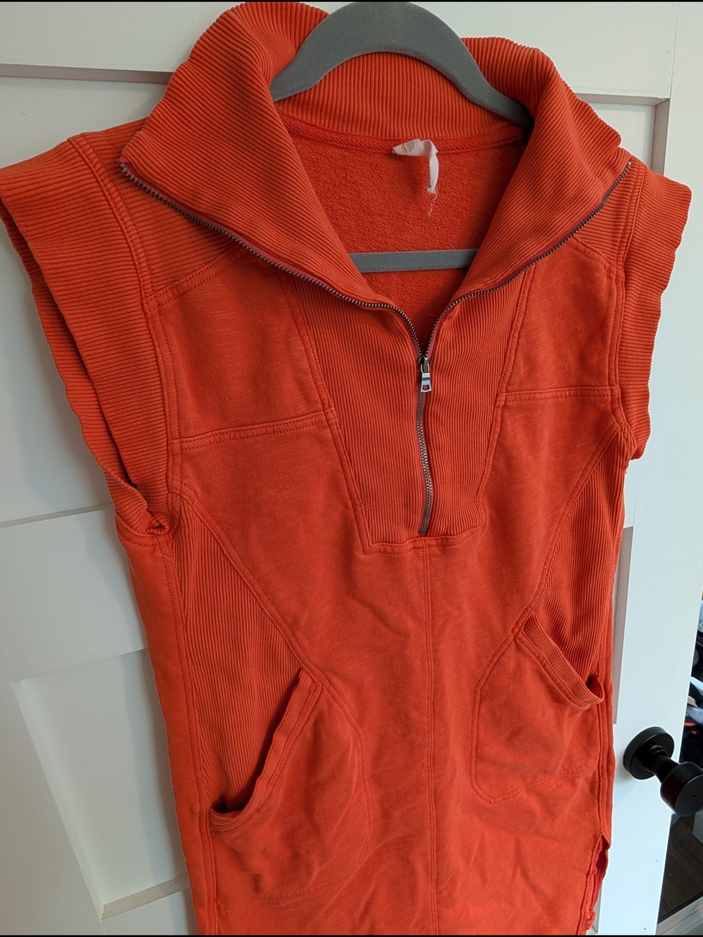 Anthropologie Daily Practice Sleeveless Half-Zip Orange Pullover
